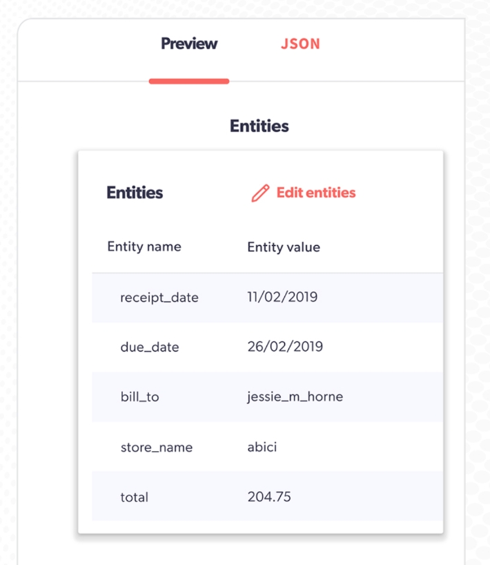 Intelligent document recognition example
